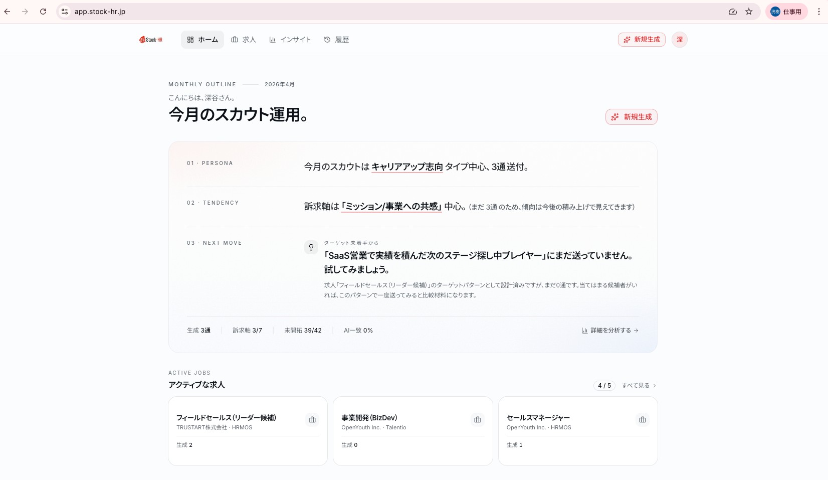 ダッシュボードの月次運用サマリー